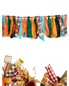 an assortment of colorful ribbons hanging from the side of a white wall with text overlay that reads how to make ribbon garlands for fall