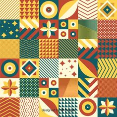 an abstract pattern with different colors and shapes