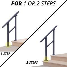 the steps are labeled for 1 or 2 steps to go up and down each step