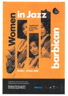 an orange poster with women in jazz on it's front and back cover, which reads women in jazz