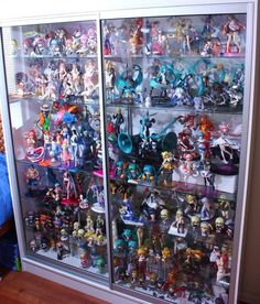 a large display case filled with lots of toys