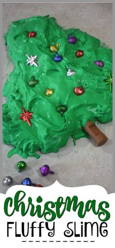 christmas fluff slime recipe for kids to make and play in the snow with