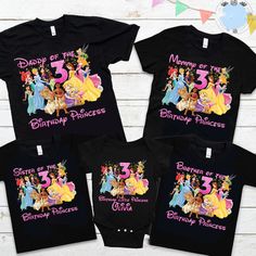 Disney Princess Birthday Shirt, Princess Birthday Shirt, Princess Family, Disney Birthday Shirt, Disney Family Shirts, Sonic Birthday, Family Birthday Shirts, Disney Princess Birthday, Cartoon Shirts