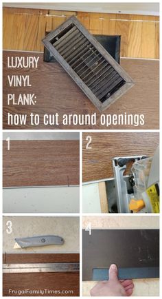 how to cut around openings in the kitchen cabinet door with vinyl planks and grates