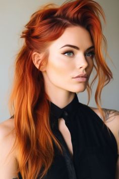 Black To Copper Hair, Color Ideas For Redheads, Copper Hair Long, Red Hair Women, Copper Orange Hair, Orange Red Hair, Bright Copper Hair, Copper Hair Color Ideas, Cheveux Oranges