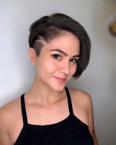 25%20Undercut%20Pixie%20Bob%20Haircuts%20To%20Consider%20for%20a%20Short%20&%20Easy%20Cut%20to%20Style Pixie-cut Lang, Shaved Pixie, Pixie Bob Hairstyles, Bob Haircut Curly, Asymmetrical Pixie, Long Pixie Cuts, Long Pixie