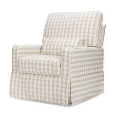 a white and tan checkered chair on a white background