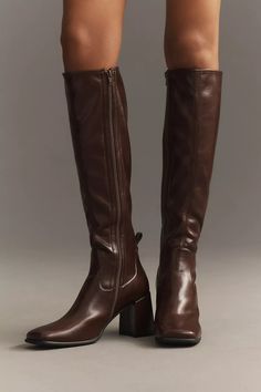 Jeffrey Campbell Hot Lava Boots | Anthropologie Brown Tall Boots Outfit, Chocolate Boots, Leather Boots Knee High, Tall Boots Outfit, Brown Tall Boots, Upcoming Fashion Trends, Jeffrey Campbell Boots, Tall Brown Boots, Black Converse