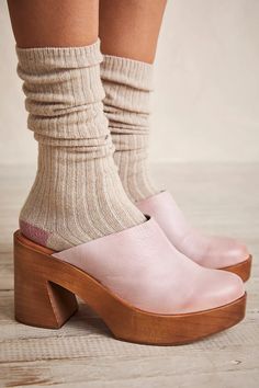 Suki Platform Clogs | Free People Clogs Outfit, Shoes And Socks, Wooden Clogs, Platform Clogs, Clog Heels, Leather Clogs, Clogs Shoes, Shoe Obsession