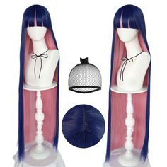 PRICES MAY VARY. Real Design of Blue Mix Pink Wig for Anime Characters: All style of our long straight wig are designed by our professional cosplayer and designer; we have over 10 years design experience and cooperated with comic con Adjustable Cap Size for All: Long blonde cosplay wigs are designed with 2 adjustable straps, 2 hooks and soft breathable material hair net. Adjust long wig size from small to medium to large; suits all head circumferences, so no need to worry about size Easily Style Kawaii Wig, Rose Wig, Stocking Cosplay, Girl With Bangs, Blonde Cosplay Wig, Gyaru Hair, Blonde Cosplay, Yarn Wig, Kawaii Wigs