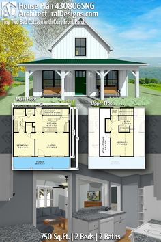 two story house plans with lofts and living room in the front, second floor and third