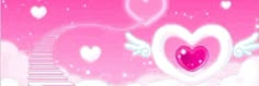 a pink background with hearts and stairs in the sky above it is an angel's heart