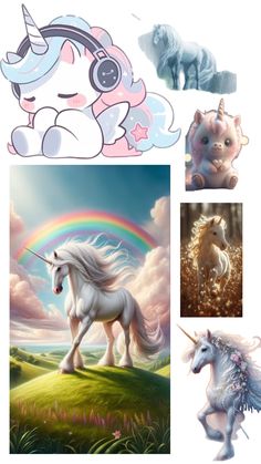 the unicorns are all different colors and sizes