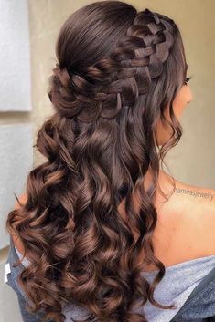 Quince Hair, Down Hairstyles For Long Hair, Quinceanera Hairstyles, Christmas Hairstyles, Wedding Hair Flowers, Half Up Hair