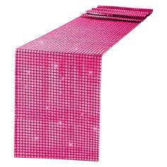 a pink table runner is shown on a white background, with small dots in the center