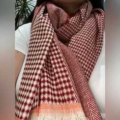 Scarf/Pashmina Soft Like Cashmere In Geometric Red 76 In By 26.5 In Made Of Acrylic Thick Quality Scarf Kate Spade Scarf, Buffalo Plaid Scarf, Bohemian Scarves, Bohemian Boutique, Silk Headscarf, Linen Scarves, Head Wrap Scarf, Cashmere Color, Green Scarf