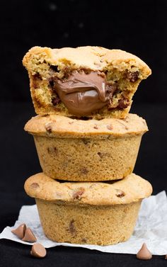 the best nutella lava cookies are stacked on top of each other