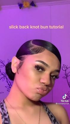 Slick back knot bun Slick Back Hairstyles With Swoop, Slick Buns Hairstyle, Curly Hairstyles Baddie Slick, How To Do A Swoop Bun, Sleek Hairstyles Natural Hair, Side Swoop Bun Tutorial, Side Part Slick Back Bun Curly Hair, Side Part Slick Back Curly Hair, Slick Back Bun Straight Hair