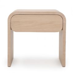 a small wooden table with one drawer open