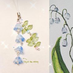 two pictures side by side, one with blue flowers and the other with green leaves