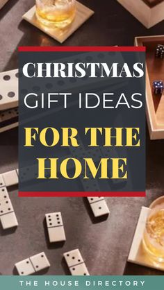 a christmas gift idea for the home with dominos and wine glasses on a table