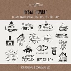 the bundle of hand drawn logos for different types of items, including coffee cups and mugs