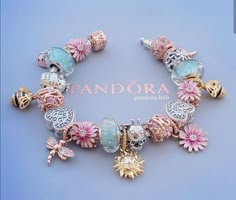 Pandora Bracelet Aesthetic, Pandora Spring, Girly Bracelets, Pandora Bracelet Charms