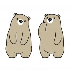 two brown bears standing next to each other