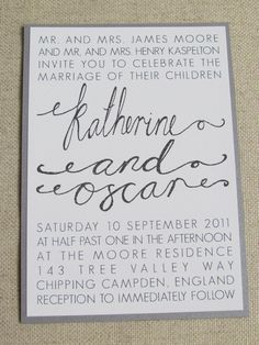 the wedding stationery was designed to look like an elegant calligraphy