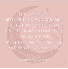 a pink background with an image of the moon and quote about motherhood