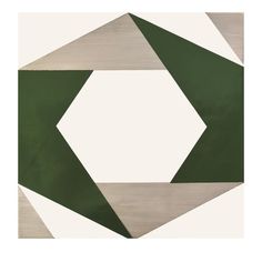 an abstract painting with green and white shapes