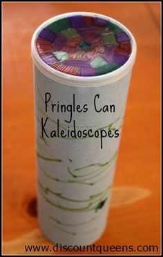 a paper cup with the words pringles can kaleidoscopes on it