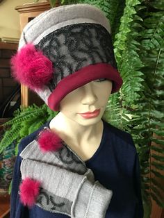 "This hat is made from a felted wool sweater Will fit best 21-24\" head It is thick soft and warm It is lined The little fur 'pom pom' is possum fur It has matching gloves." Felted Wool, Fur Pom Pom, Wool Hat, Wool Sweater, Wool Sweaters, New York Fashion, Wool Felt, Caps Hats, New Zealand