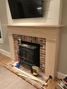 the fireplace is being built and ready to be installed