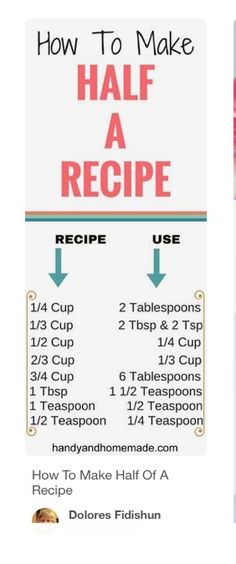 a recipe book with instructions for how to make half a recipe