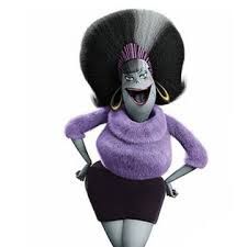 the animated character is dressed in purple and black