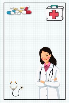 a woman doctor is standing in front of a medical chart and stethoscope