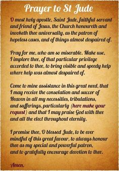 the prayer for st jude on parchment paper