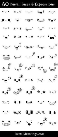 an image of various faces and expressions in the style of doodles on paper