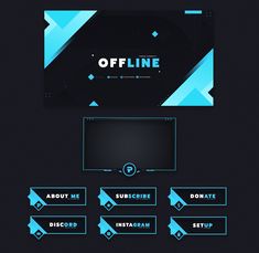 an offline banner with blue shapes and arrows