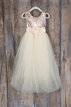 A Line Jewel Scoop Sleeveless Empire Princess Flower Girl Dress – Angrila Cream Flower Girl Dress, Rose Gold Sequin Top, Blush Sequin Dress, Sequins Wedding Gown, Ivory Ball Gown, Bohemian Schick, Sequin Flower Girl Dress, Rose Gold Sequin Dress, Mill Wedding