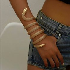 Super Cute And Stylish Ships In 5-10 Business Days Serpent Jewelry, Finger Bracelets, Arm Bracelets, Snake Jewelry, Snake Bracelet, Snake Design, Gold Collar, Arm Cuff, Gold Snake