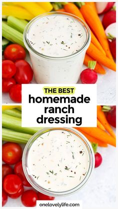 The BEST Paleo Ranch Dressing!!! This yummy dairy-free ranch recipe comes together in 5 min or less + tastes good on everything! Whether you drizzle it over your favorite salad or use it as a veggie dip, this easy whole30 salad dressing is sure to please. Get the recipe and more homemade salad dressings to try at One Lovely Life Whole30 Ranch, Homemade Ranch Salad Dressing, Easy Ranch Dressing, Ranch Salad Dressing Recipes, Easy Dressing Recipe, Keto Ranch, Ranch Dressing Recipe Homemade, Buttermilk Ranch Dressing, Keto Salad