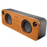 the speaker is made out of wood and has two speakers