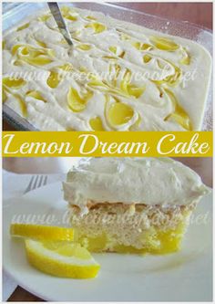 the lemon dream cake is ready to be eaten