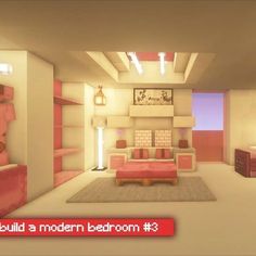 this is a modern bedroom with pink furniture