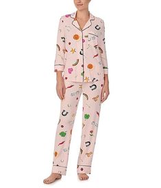 kate spade new york Knit 3/4 Sleeve Notch Collar Lucky Charms Pajama Set | Dillard's Luxury Pajamas, So Kate, Perfect Handbag, Lucky Charms, Live Colorfully, Notch Collar, Print Pajamas, Pajama Set Women, Set Women