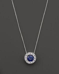 Bloomingdale's - Blue Sapphire and Diamond Halo Pendant Necklace in 14K White Gold, 18" - 100% Exclusive Vintage Diamond Jewelry, Morganite Jewelry, Gold Necklace For Women, Delicate Gold Necklace, Diamond Heart Pendant Necklace, Halo Pendant, Sapphire Pendant, Heart Pendant Diamond, Gold Necklace Women