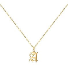 Letter A - Elegant Old English Initial Necklace With A Delicate Initial Charm Adjustable Necklace 18-20 Inches Stainless Steel Gold-Plated Chain The Necklace Will Not Fade, Rust, Stain, Or Corrode Also Available In Letters A-L - Check Out My Closet For More Questions? Leave A Comment Below! Old English Necklace, Black Metal Necklace, Green Pendant Necklace, Flower Choker Necklace, Starburst Necklace, Charm Choker Necklace, Chunky Chain Necklaces, Stacked Necklaces, Wrap Necklaces