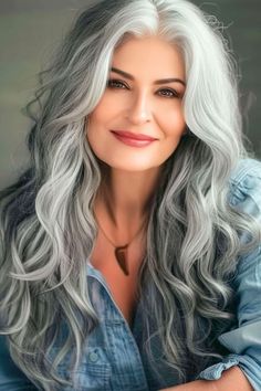 32 Elegant Long Hairstyles For Women Over 50 - The Hairstyle Edit Silver Hair Color, Grey Wig